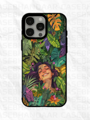 Jungle Green Floral design Glass case.
