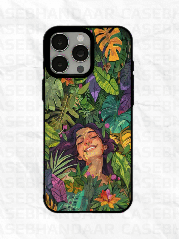 Jungle Green Floral design Glass case.