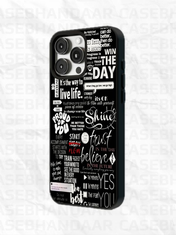 White text on black Aesthetic design Glass case. - Image 2