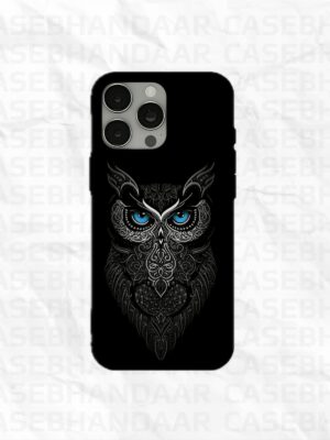 Blue Eye Owl case iPhone 14, 15, 16 Pro, Pro Max