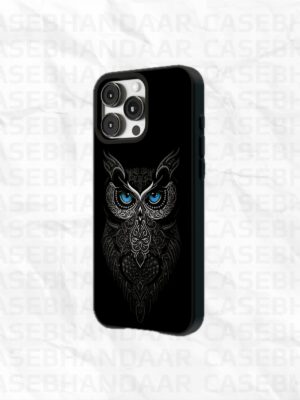Blue Eye Owl case iPhone 14, 15, 16 Pro, Pro Max